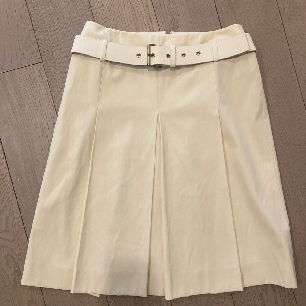 Celine Buttercream Belted Semi A-Line Skirt